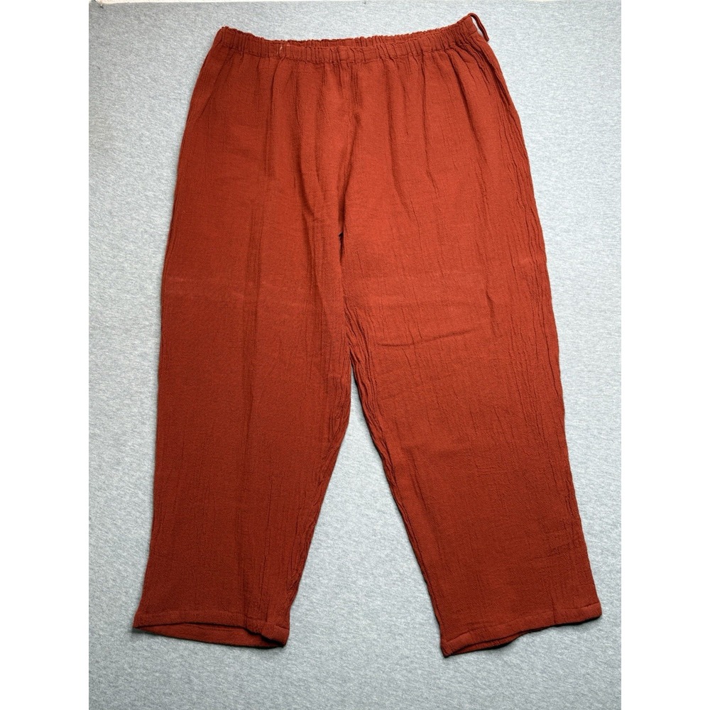 Oh My Gauze Women's Size 3 Orange Cotton Pull On Straight Leg Cropped Pants